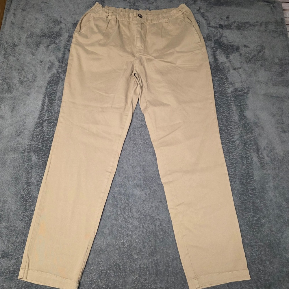 Cove Pants Mens 38 USA Beige Khaki Stretch Chino Elastic Waistband